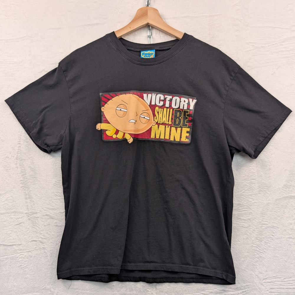 Family Guy T-Shirt Men's Large Black Stewie Victory Shall Be Mine Streetwear Y2K